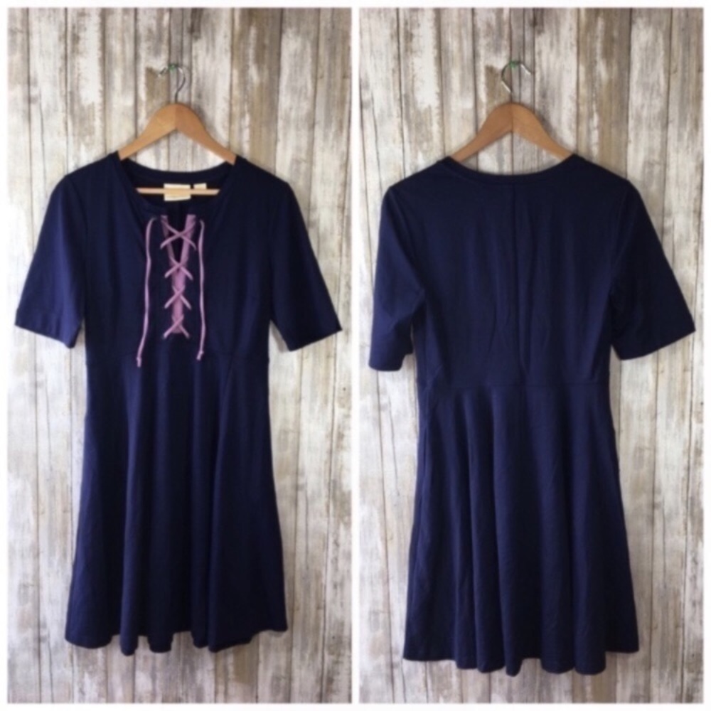 Anthropologie Maeve Navy Tie Dress - Picture 3 of 8